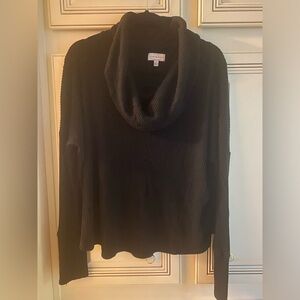 Lucky Brand Black Cowl Neck Knit Top Size Medium